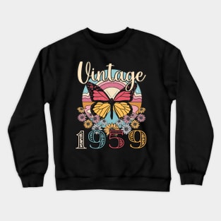 Floral Butterfly Retro Vintage 1959 64th Birthday Crewneck Sweatshirt